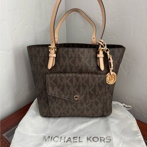 Michael Kors Brown Shoulder Bag Tote Monogram Signature